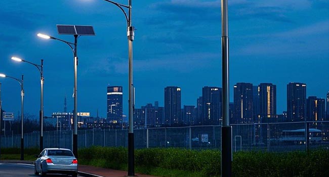 Solar street lights in cities